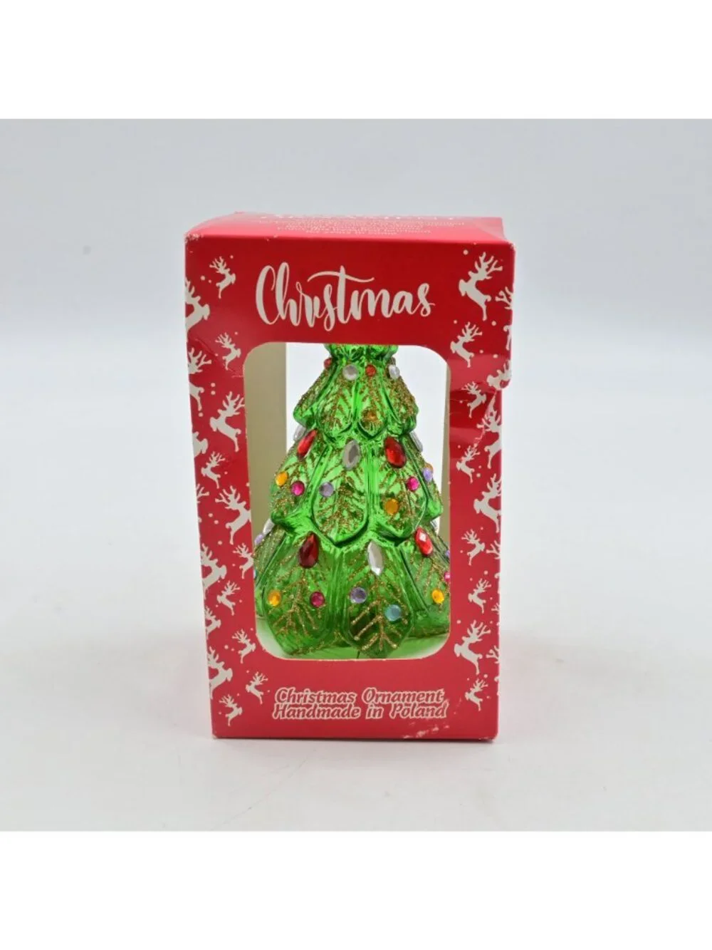 Szklo-Dekor Glass Christmas Tree Ornament Gems Glitter Handmade In Poland Box
